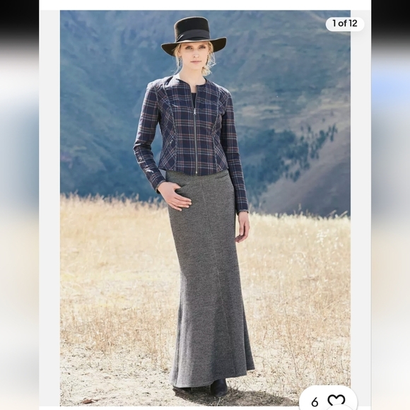 Vintage Dalia 90s Linen Rayon Maxi mermaid hem Skirt Charcoal Size 14 - Picture 11 of 15